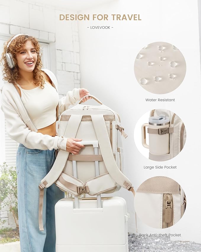 LOVEVOOK Travel Backpack for Women & Men with Waist Belt, 60L Large Carry On Backpack Airline Personal Item Weekender Bag, Water Resistant Laptop Backpacks with 3 Packing Cubes for Travel Essentials