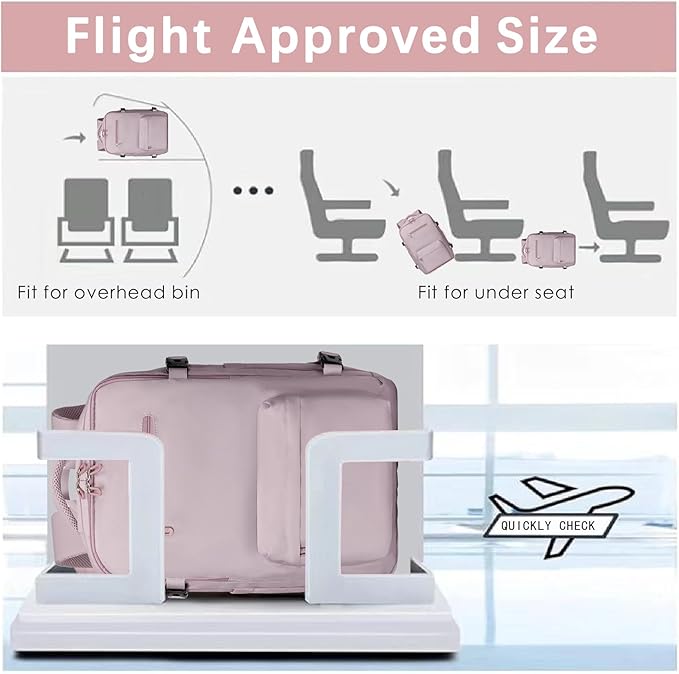 SHRRADOO Travel Laptops Backpack for Women Men, Casual Work Bag 17inch High School College Backpack Airline Approved Backpack for Hiking Business (Pink khaki)