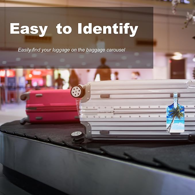 4 Pack Luggage Tag for Suitcases TSA Approved, Leather Suitcase Tags Identifiers, Cute Bag Name Travel Tags ID Labels for Women Men Cruise Airport Luggage Travel Essentials by Sodsay