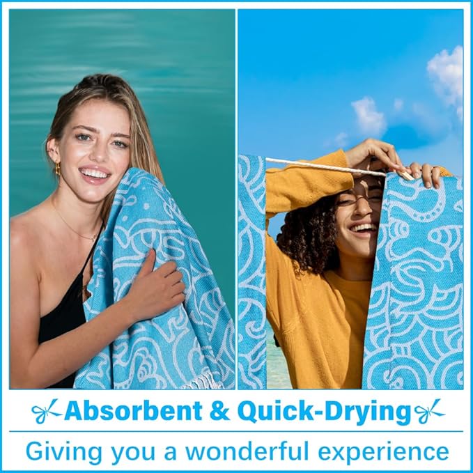 Thin Turkish Beach Towel Lightweight Soft Cotton Extra Large XL Oversized Sand Free Sandproof Absorbent Quick Dry Towels Cloud Bath Pool Travel Compact Essentials Accessories for Adult Gifts