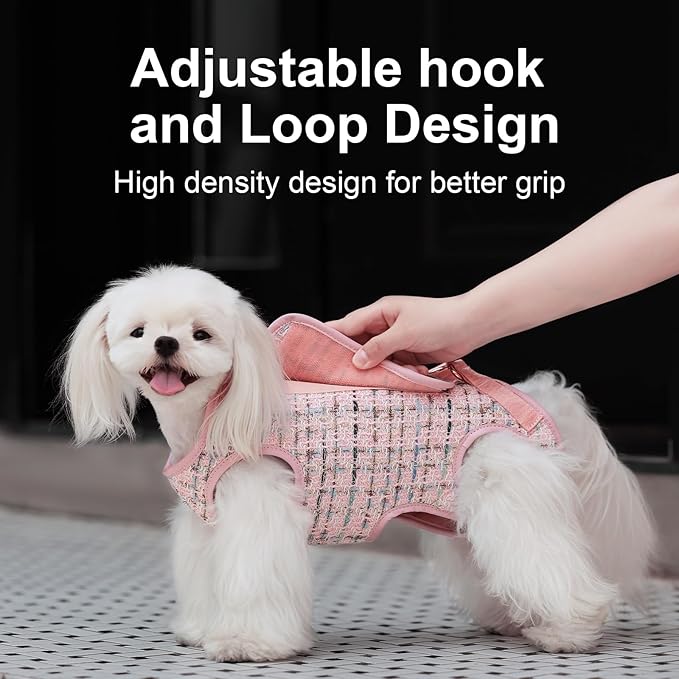 Wakytu Dog Lift Harness Dog Carrier Dog VES Harness Adjustable Dog Leash with Small Puppy Treat Bag（Pink,XS）