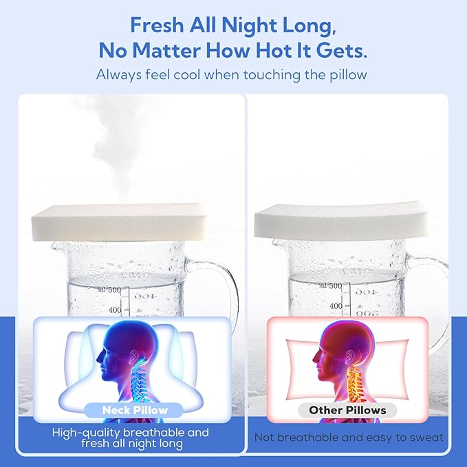 Cervical Pillow for Neck Pain Relief - Ergonomic Memory Foam Pillow, Cooling Sleeping Side Sleeper Pillow for Neck, Breathable Pillowcase Three-Hole Neck Support Contour for Side Back Stomach Sleeper