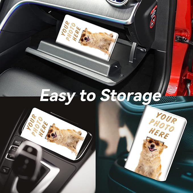 Customized Registration & Insurance Holder, Leather Car Glove Box Organizer, Cool Accessories for ID, Driver's License & Essential Documents, Business Cards - Men & Women