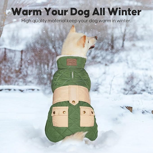 KYEESE Dog Coat Soft Pet Sweater for Cold Weather Windproof Dog Coats for Small Dogs Waterproof Dogs Jacket with Fleece Lined Warm Pet Winter Puffer Coat with Leash Hole Thick Pets Clothes with Pocket