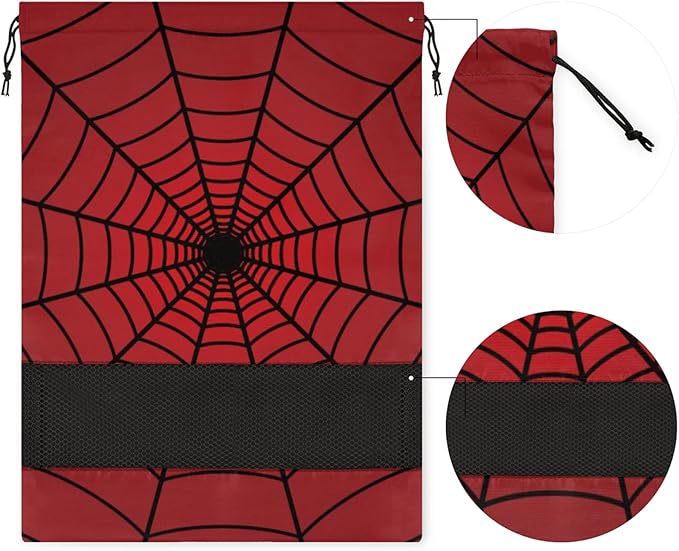 Spiders Red Web Travel Shoe Bag Waterproof Portable Shoe Bags for Storage with Drawstring Breathable Mesh Washing Organizer for Laundry Sneakers Boots Dance Shoes