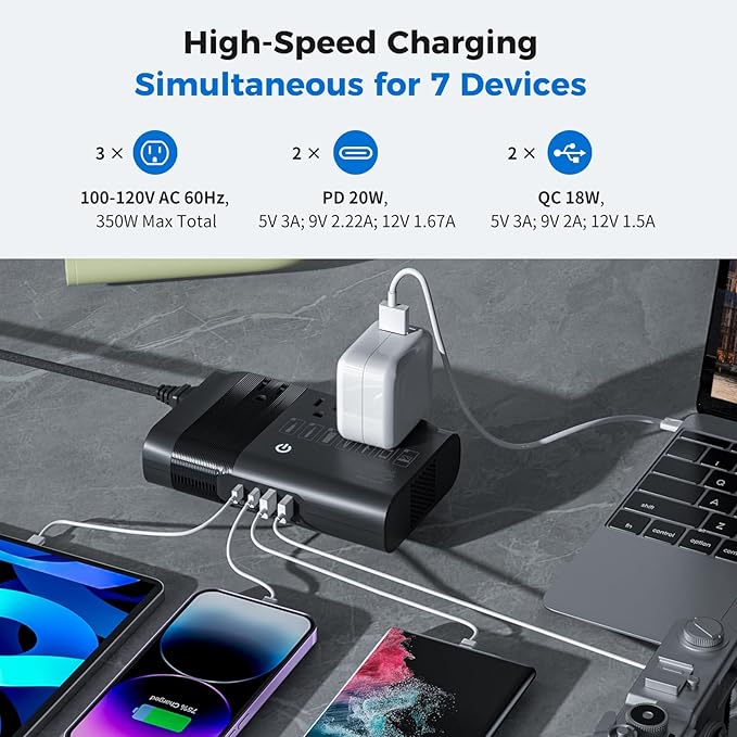 DOACE 500W Max Pure Sine Wave Voltage Converter Us to Europe, 220V to 110V Converter 50Hz to 60Hz Transformer for European Travel, Power Converter Adapter Combo for CPAP Hair Straightener Laptop Phone