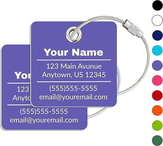 Personalized Luggage Tag | 2 Pack | Custom Luggage Tags for Suitcases | Kids Backpack Tag | 10 Color Options & Choose Font, Font Color