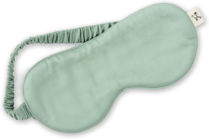 Clementine Sleepwear Essentials Organic Match Point Green Sleep Mask | Oversized Contoured Eye Mask with Bamboo and Silver Ion Silk for Sensitive Skin and Restful Sleep