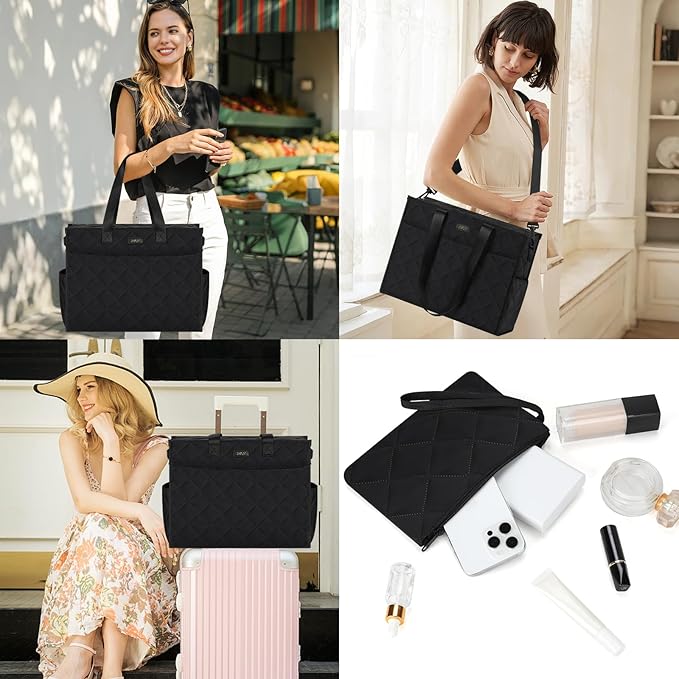 IBFUN Utility Tote Bag with 14/24 Pockets Zip Top Teacher Tote Bag for Teacher/Work Women