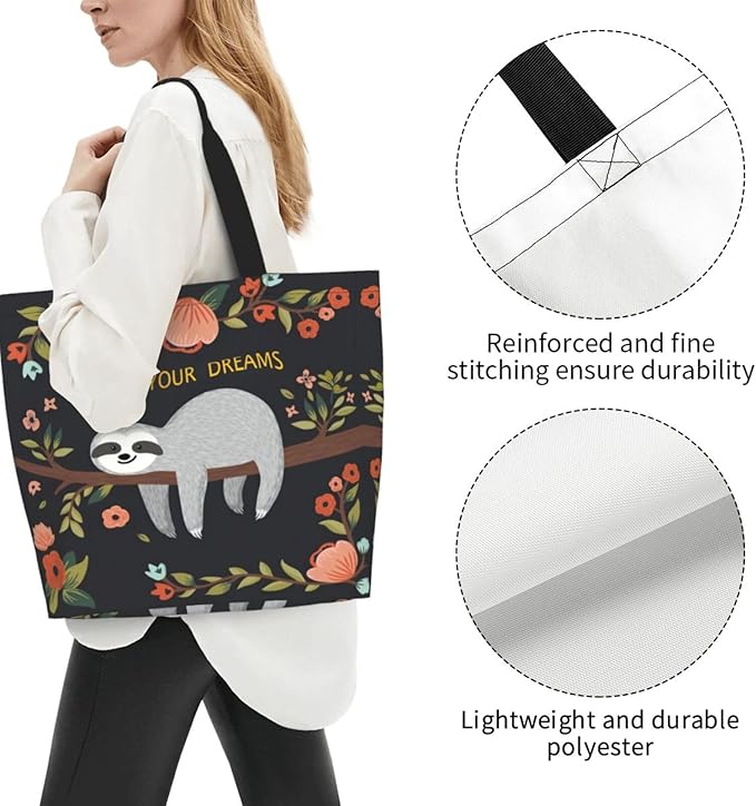 Large Tote Bag for Women Portable Beach Bag Reusable Grocery Bags Funny Gift Bag for Shopping Gym Travel