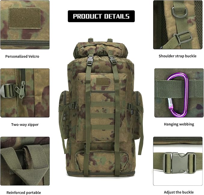 Hiking Backpack for Men 70L/100L Camping Backpack Military Rucksack Molle 3 Days Assault Pack for Climbing