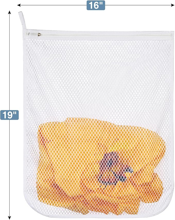 3 pcs Durable Honeycomb Mesh Laundry Bags for Delicates 3 Large (16" x 19")