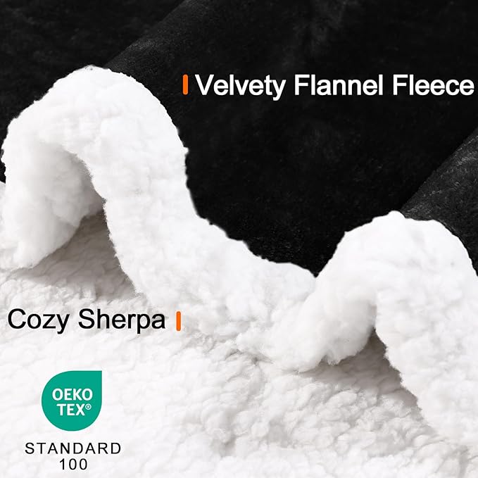 Smiry Waterproof Blanket Throw for Large Dogs Cats, Soft Reversible Dog Blanket for Sofa Couch Bed, Washable Leakproof Sherpa Fleece Furniture Couch Protector(30"x40", Black/White)