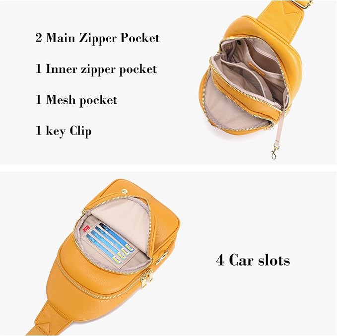INICAT Crossbody Sling Bags Fanny Packs Valentine's Day Gifts Vegan Leather Travel Vacation Essentials Purses Women