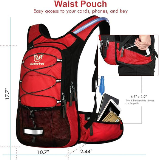 Hydration Pack, Insulated Hydration Backpack with 2L BPA Free Water Bladder and Storage, Hiking Backpack for Men, Women, Kids for Running, Cycling, Camping - Keep Liquid Cool up to 5 Hours