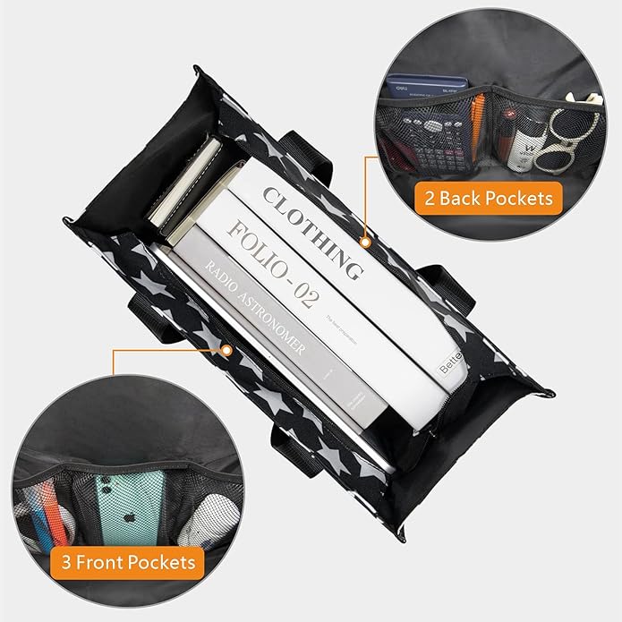 TOPDesign Utility Water Resistant Tote Bag with 13 Pockets, Top Zipper Closure & Thick Bottom Support, for Working Women