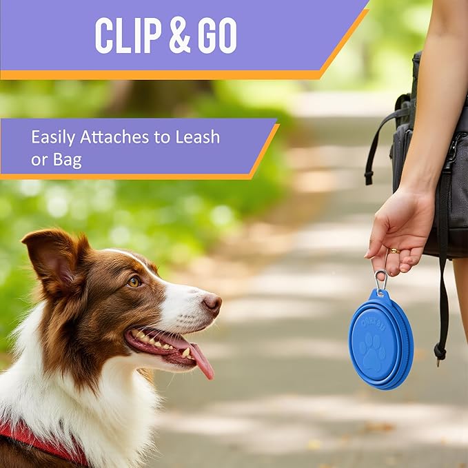 Li&Zhao Collapsible Dog Bowls - Silicone Travel Dog Bowl with Cover Lids Portable Expandable Pet Bowls Portable Water Bow for Cats Feeding Traveling Camping Hiking Walking(Blue)