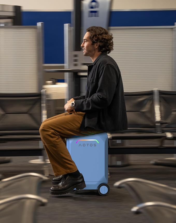 AOTOS Rideable Electric Luggage – 22" App-Controlled Ride-On Carry-On with Inline Skate Wheels, TSA-Approved Hardshell, Zipperless Design (22x14x9 Inches)
