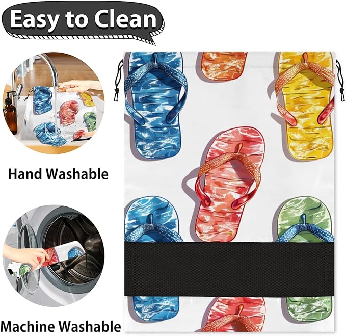 Slippers Travel Shoe Bag Waterproof Portable Shoe Bags for Storage with Drawstring Breathable Mesh Washing Organizer for Laundry Sneakers Boots Dance Shoes