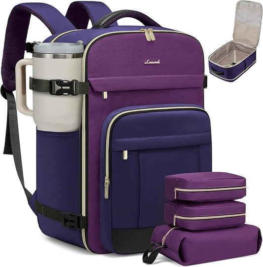 LOVEVOOK 40L Travel Backpack - Carry On & Personal Item for Women & Men, Spacious & Durable with 3 Packing Cubes