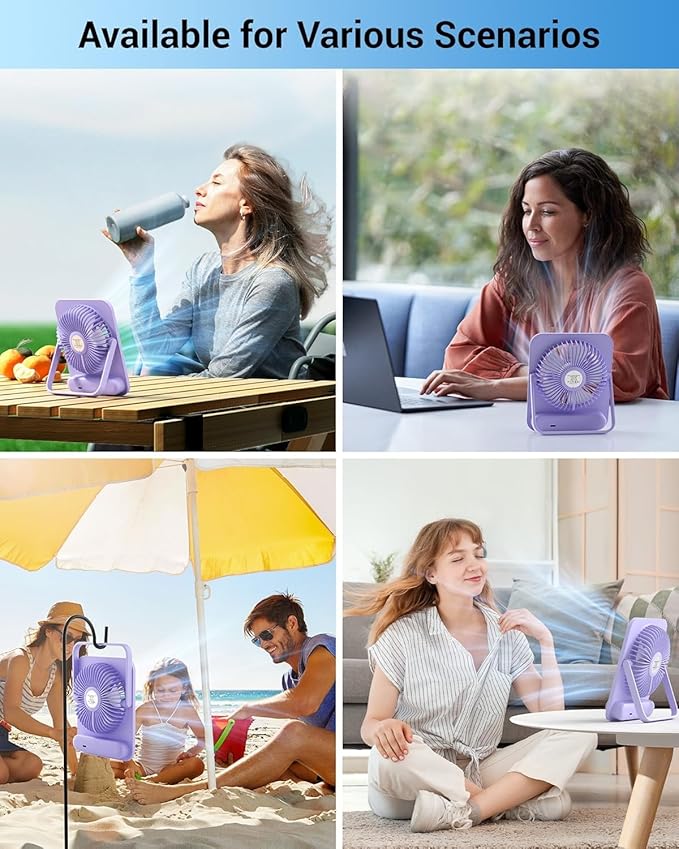 WHATOOK Small Desk Fan Personal Fans: 5000mah 25 Hours Battery Office Quiet Mini Desktop Fan Portable Rechargeable Travel Essentials (Pink, 5000 mAh)
