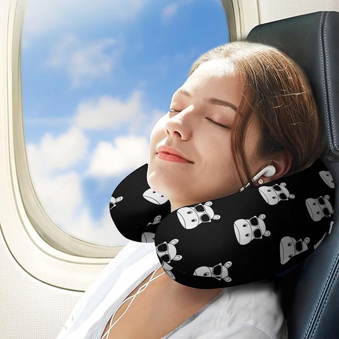 Youth Travel Neck Pillow Soft Memory Foam Chin Support Hippo Hippopotamus Wearing Sunglasses, Washable Cover for Boys Girls Airplane Car School Rest