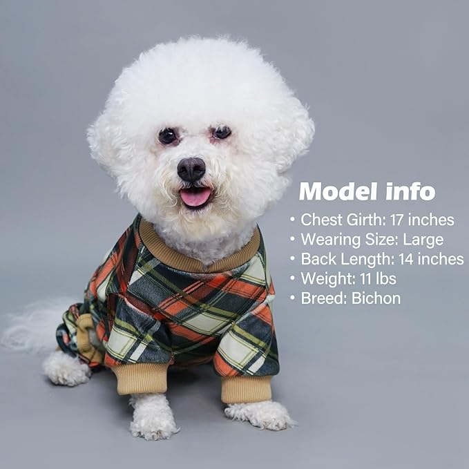 KYEESE Dog Pajamas Large Sized Dog Stretchy Onesie Lightweight Pjs Soft Coat Comfy Pet Clothes Velvet Jammies, Khaki, XXX-Large