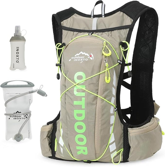 Hydration Pack Backpack，IX INOXTO Running Hydration Vest with 1.5L ( 50 oz) Water Bladder for Men Women，Lightweight Water Backpack for Hiking Cycling Climbing Camping
