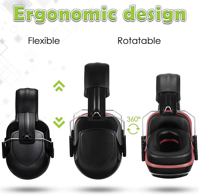 Yunsailing 6 Pcs Ear Protection Noise Reduction Headphones Nrr 28db Safety Hearing Ear Muffs Shooting Gun Range Mowing