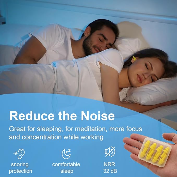 Ear Plugs for Sleeping,12 Pair Earplugs Noise Canceling Soft Silicone Ear Plug Reusable Earplugs for Sleep,Concert,Swimming,Study,Loud Noise,Snoring(Yellow Pink Rose Red)