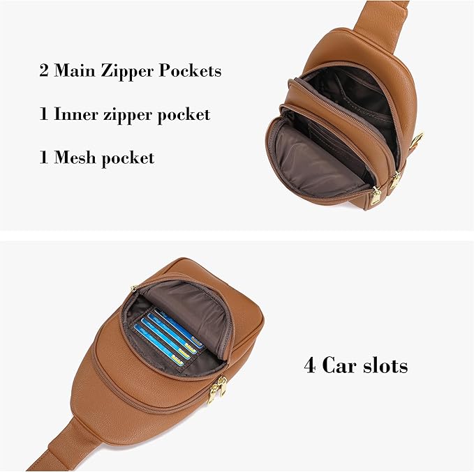 INICAT Crossbody Sling Bags Fanny Packs Valentine's Day Gifts Vegan Leather Travel Vacation Essentials Purses Women