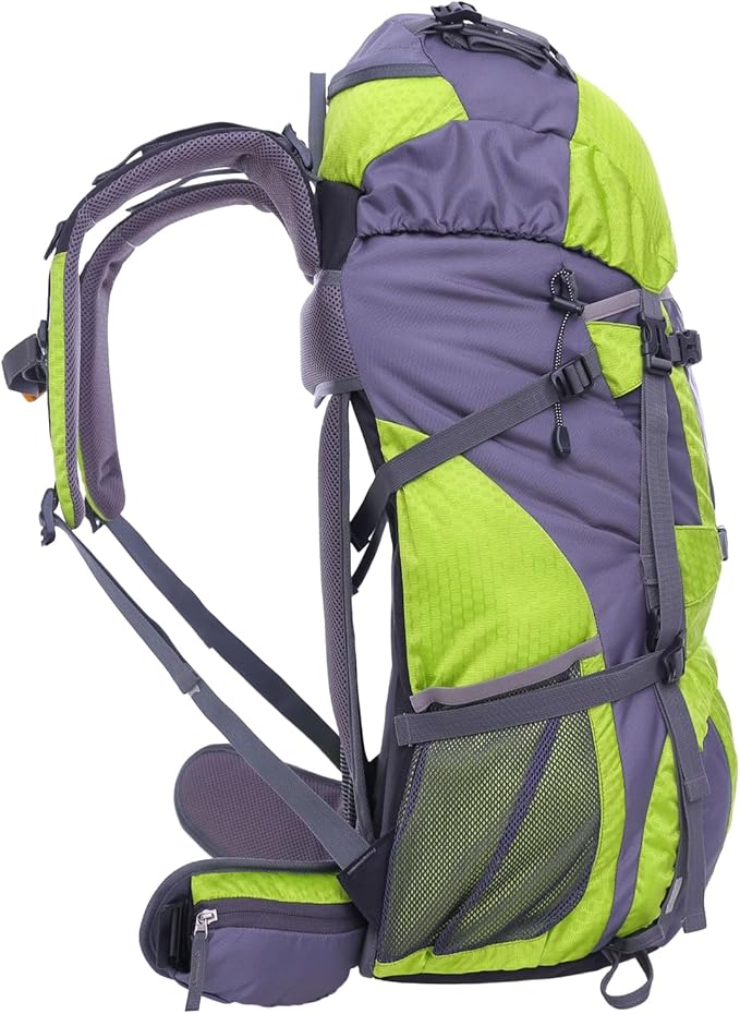 UNISTRENGH 60L Internal Frame Hiking Camping Backpack with Rain Cover Lightweight Outdoor Travel Daypack for Climbing Touring, Cyan