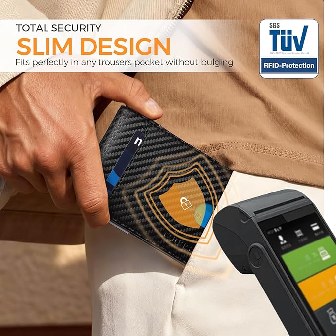 RUNBOX Slim Wallets for Men - Leather Money Clip Mens Wallet - RFID Blocking Front Pocket Bifold Wallet - Thin Credit Card Holder with Gift Box