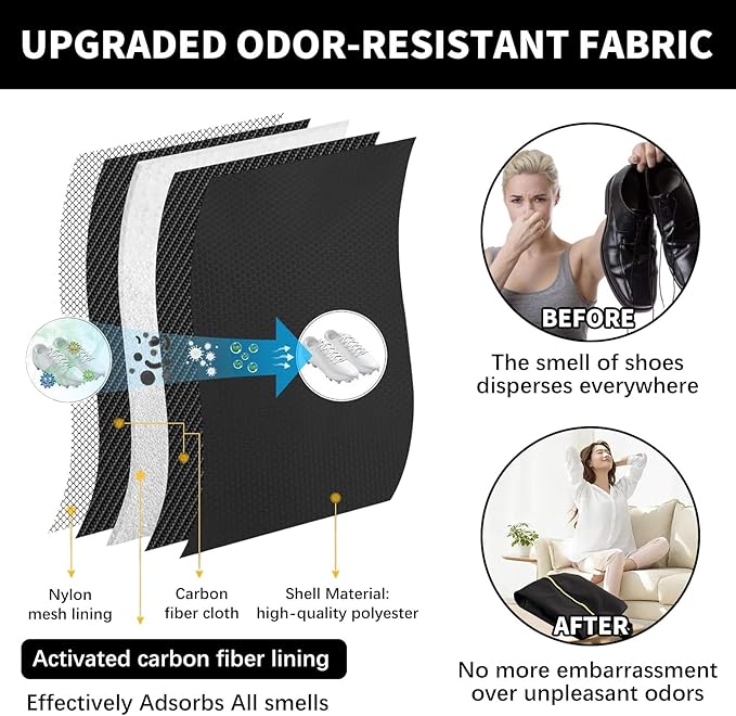 Shoe Bags for Travel Soccer Cleats Cleat Bags for Sports Smell Proof Cleat Bag for Travel Lightweight Golf Shoe Bag with Handle Large Capacity, for Men & Women Fitness Business Trips Baseball (Black)