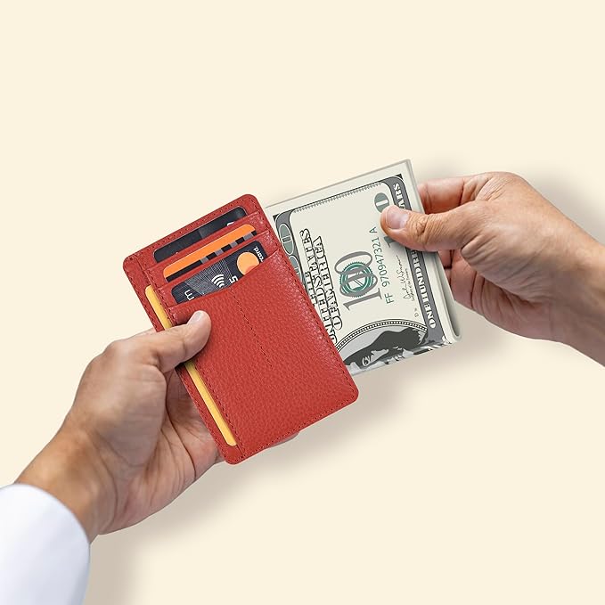 Oak Leathers Leather Slim Minimalist Wallet for Men & Women RFID Front Pocket Leather Card Holder Wallets