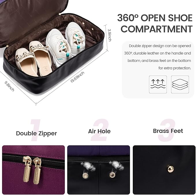 LOVEVOOK Weekender Bag, Large Travel Duffel Bag for Women with 2 Packing Cubes, Carry on Overnight Bag with Shoe Compartment, Mom Hospital Bags for Labor and Delivery