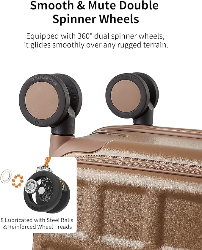 aji Expandable Top Opening 26 Inch Checked Luggage with Spinner Wheels, Large Suitcase with TSA Lock, Hard Shell Travel luggage Suitcases for Men Women, for 20+Days Travel, Chocolate Brown