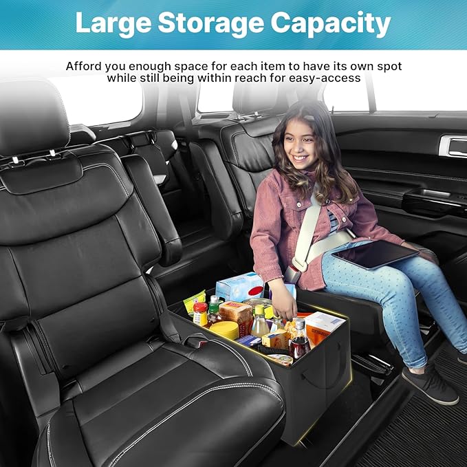 Mixsuper Liner Car Seat Organizer Ford Explorer Organizer 2020-2026 with Mesh Pockets Center Console Organizer with Cup Holders Kids Travel Accessories