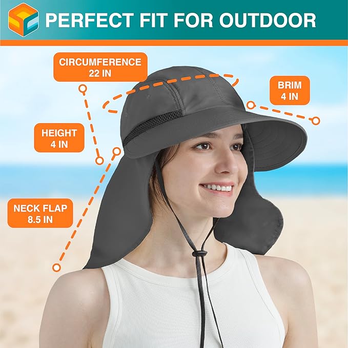 SUN CUBE Sun Hat for Women with Ponytail Hole Neck Flap, Gardening Hat Women Sun Protection, UV Hats Hiking Walking Fishing