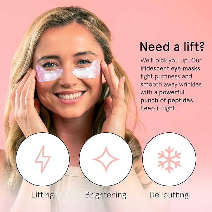 grace & stella Peptide Under Eye Patches with Niacinamide & Rice Extract - Firming Eye Masks for Dark Circles and Puffiness - Stocking Stuffers Under 10 - Vegan, Cruelty-Free (White, 6 Pairs)
