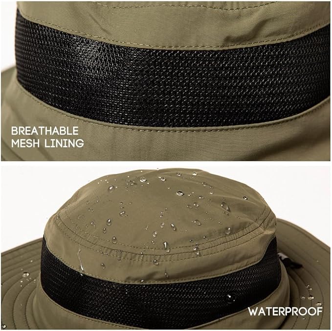 Oversized XL XXL Waterproof Sun Hat for Big Heads Mesh Bucket Hat Wide Brim Adjustable Packable Hiking Beach Fishing