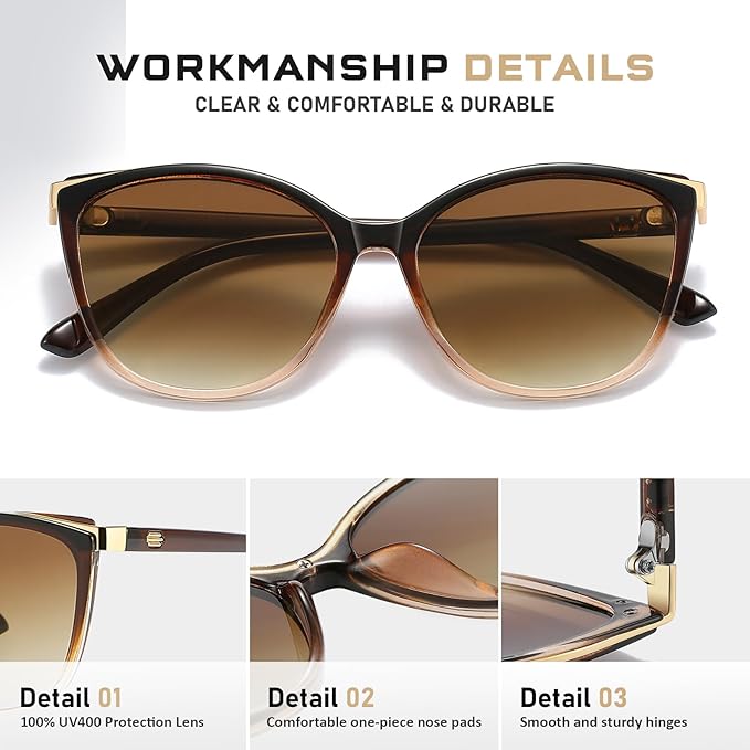 Trendy Cat Eye Sunglasses for Women Fashion Cateye UV400 Protection Glasses CL22017