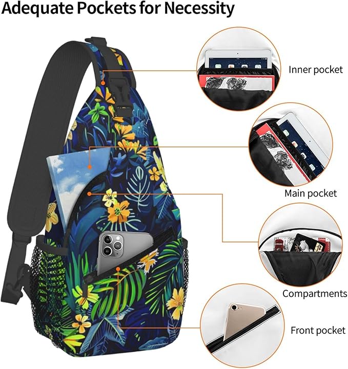 Hawaii Tropical Palm Sling Backpack Crossbody Bag Casual Chest Bags Travel Hiking Daypack Shoulder Bag for Women Men