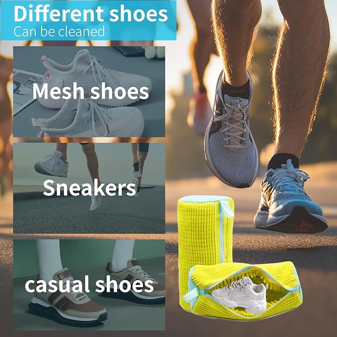 Shoe Washing Machine Bag: Laundry Shoe Bag for Washer and Dryer - 2pc Reusable Shoe Cleaning Bag for Sneaker Tennis Shoes Unstain Cleaner Kit (2pcs)