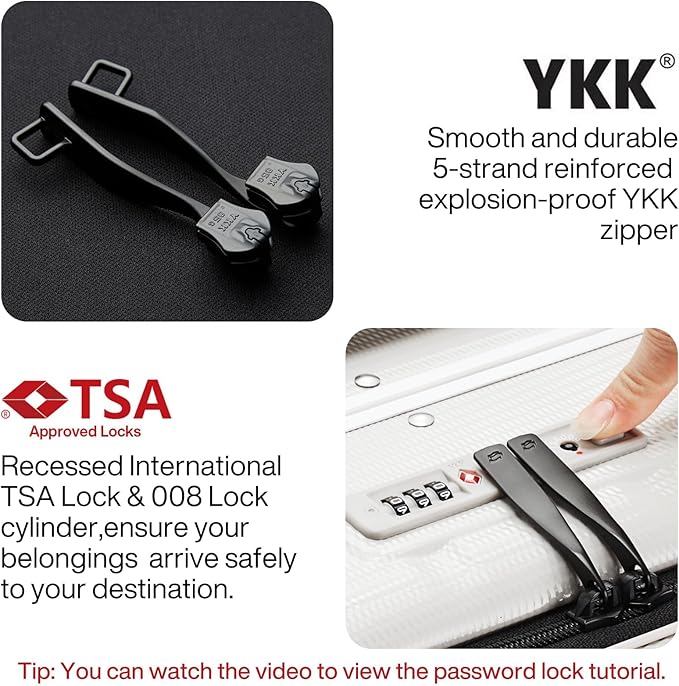 Hanke 20 Inch Carry On Luggage Hard Shell Suitcases with Wheels Luggage Suitcase Travel Luggage for Women Men Rolling Luggage Bags for Business Trip Weekender-Ivory white