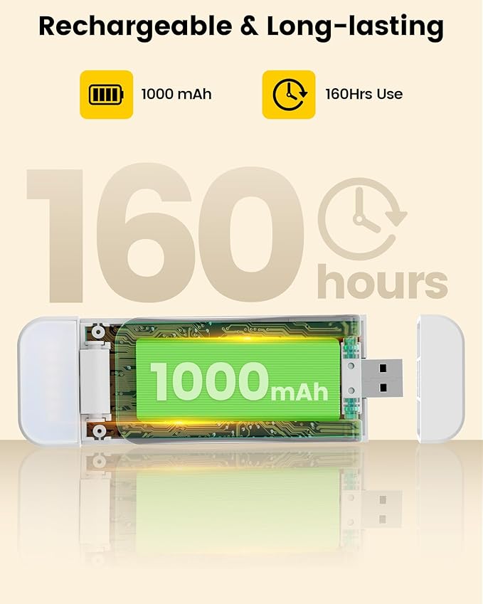 Glocusent Rechargeable Book Light, 1000 mAh Battery for 160 Hrs, 3 Amber Colors & Stepless Dimming Reading Light - Clip on Book Light for Reading in Bed, Ideal for Book Lovers Kids