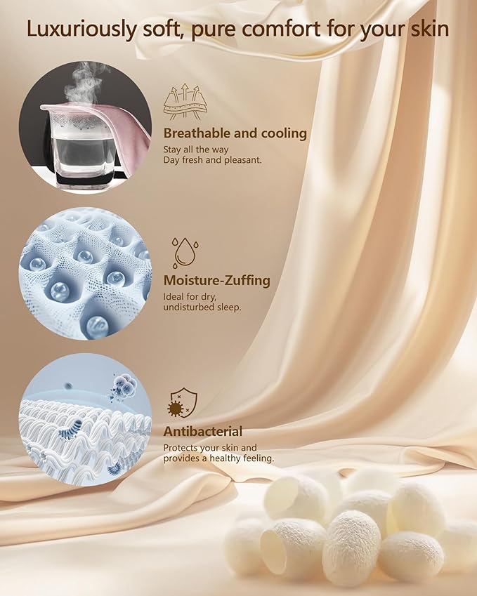 Silk Sleep Mask for Women - Soft Breathable Organic Natural Mulberry Silk Fabric Blackout Eye Mask for Sleeping with Adjustable Straps No Pressure Eye Mask for Travel Essentials Gifts (Pink)