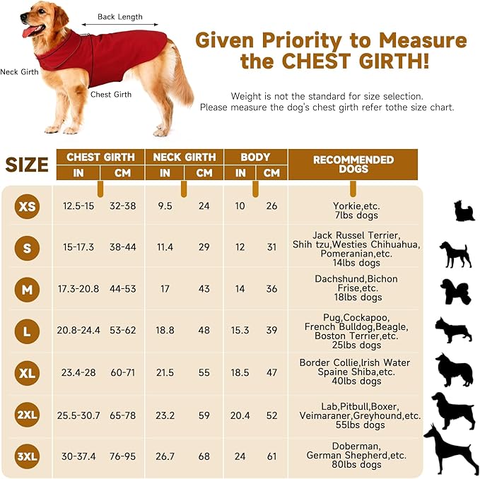 Fleece Dog Coat Winter Pet Jacket Reflective for Cold Weather for Large Medium Small Dogs(Yellow,3XL)