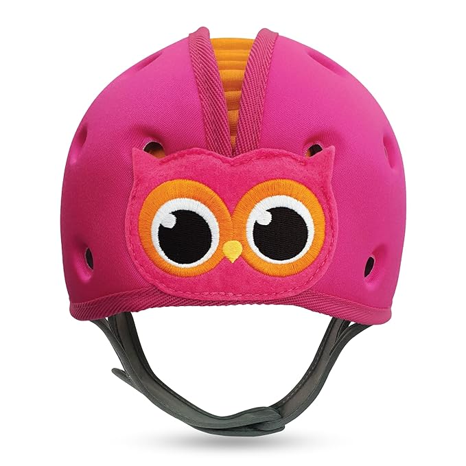 SafeheadBABY Soft Baby Head Protector Helmet for Crawling and Walking 7–24 Months – Ultra-Lightweight & Breathable Infant Safety Helmet That Grows with Your Baby (Head Circ. 40–52 cm) – Owl Pink