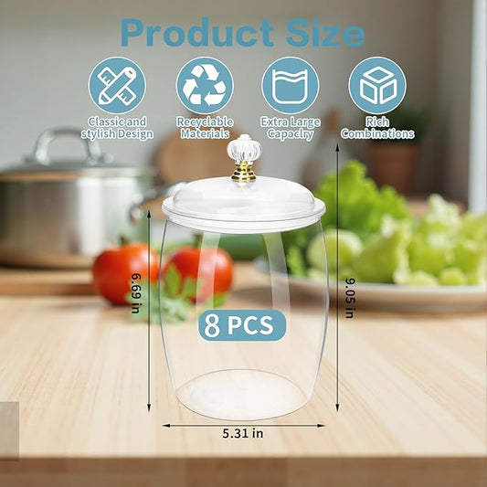 Wtyouesm 8 Pack Airtight Plastic Candy Jars with Locks, Clear 64 oz Cookie & Snack Storage Containers - Leakproof, Kitchen Pantry Organization for Home, Wedding, Bathroom Decor